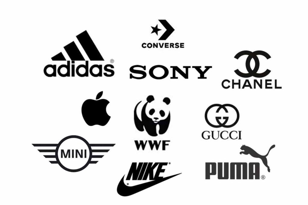 Businesses and brands with black and white logos and branding