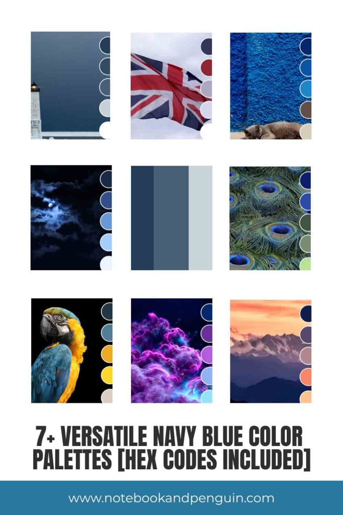 Navy blue color palette ideas Pinterest Pin