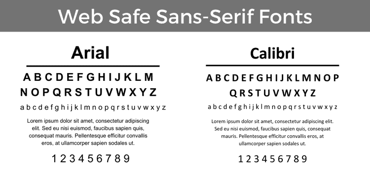 Web safe sans-serif fonts - Arial and Calibri