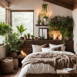 rustic brown and beige bedroom color idea