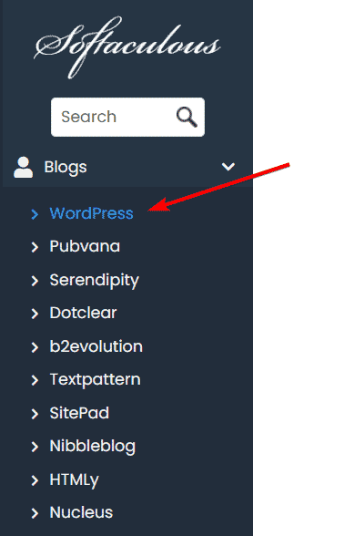 Softaculous WordPress Menu