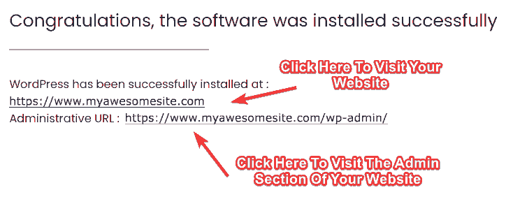 WordPress Website and Admin URLs