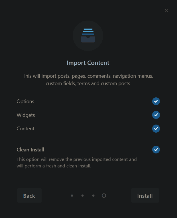 Import Blocksy Starter Site Content
