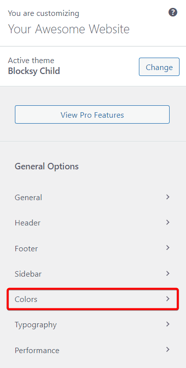 The Colors WordPress Menu Item