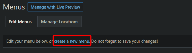 Create a new menu