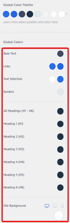 Global Color Options