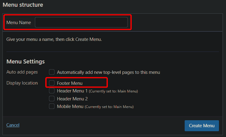 Blocksy theme menu options