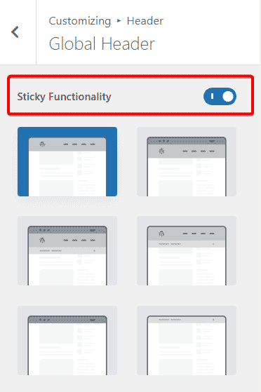 Sticky Header Selection Option
