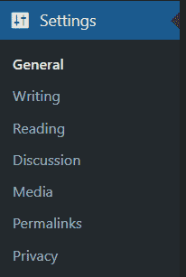 Wordpress Settings Menu Options