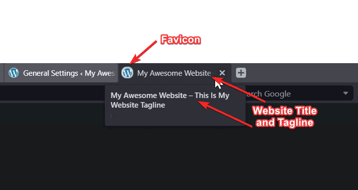 Wordpress Site Title and Tagline In Browser Tab