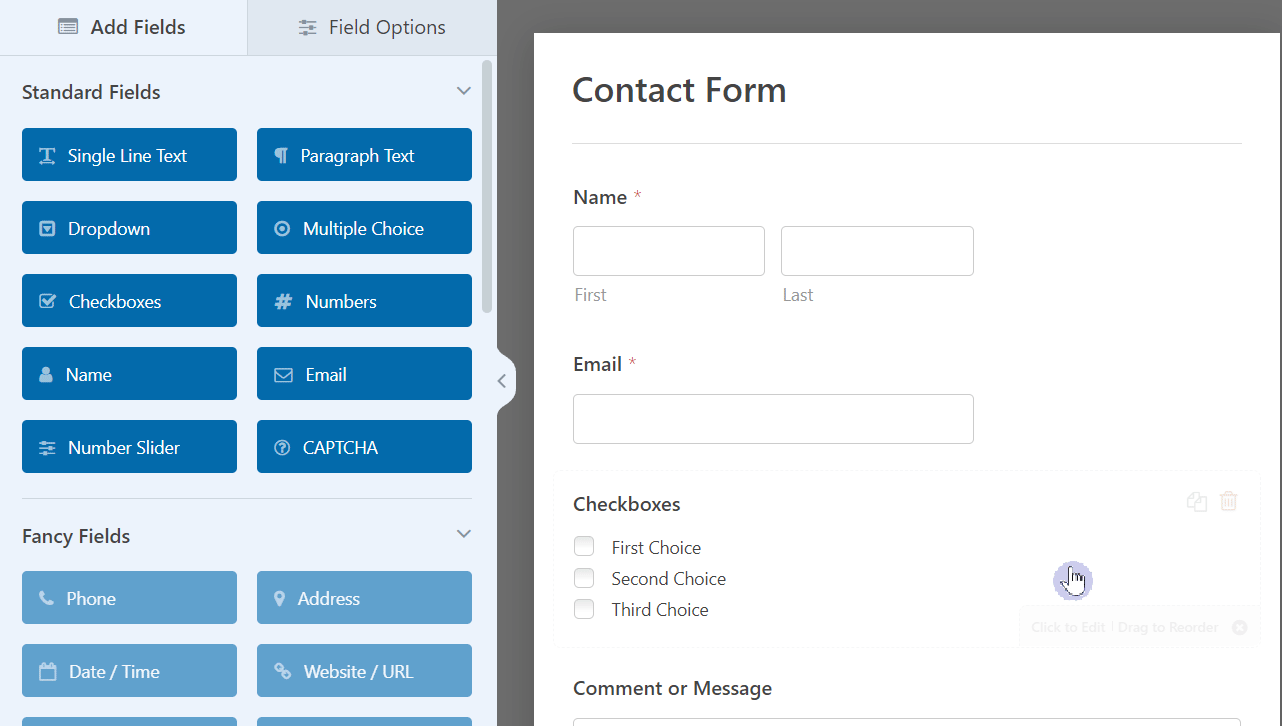 How to edit a field on your contact form