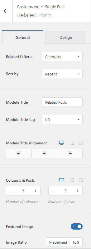 Related posts options