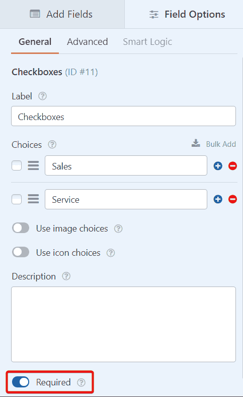 Required Field Option