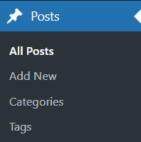 WordPress Posts Menu Items