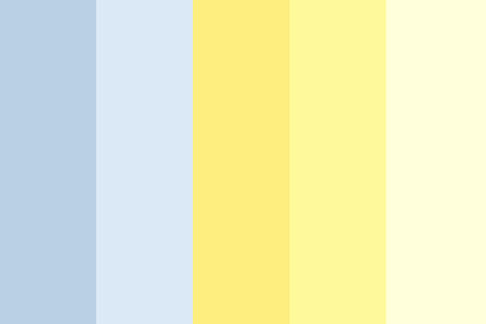 Blue and yellow color palettes with hex codes included