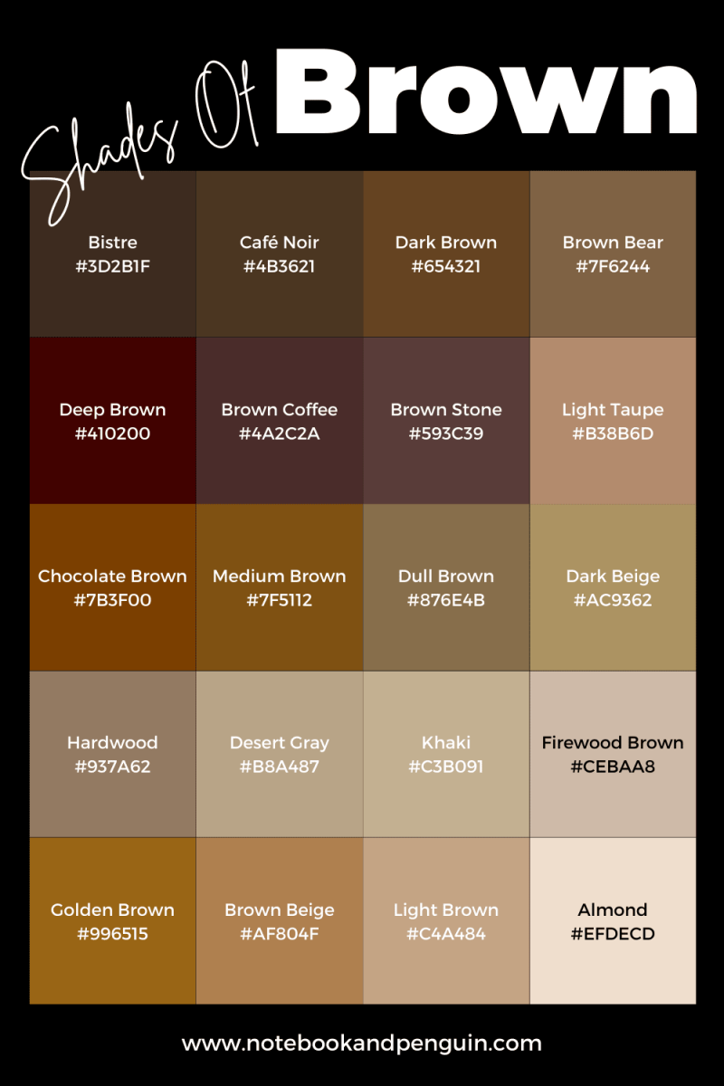 50 brown color codes for the perfect shade of brown