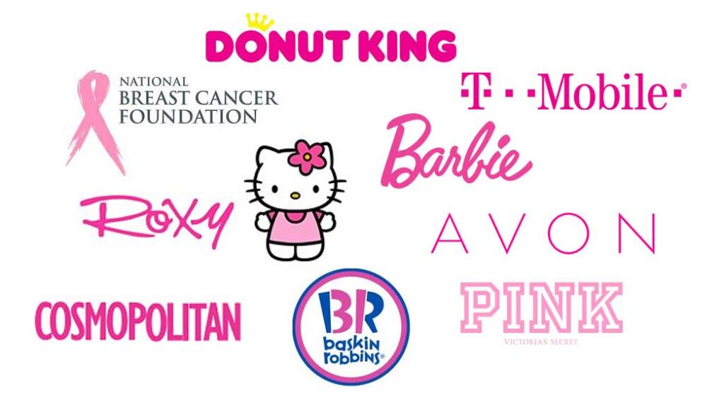 Businesses with pink logos and branding