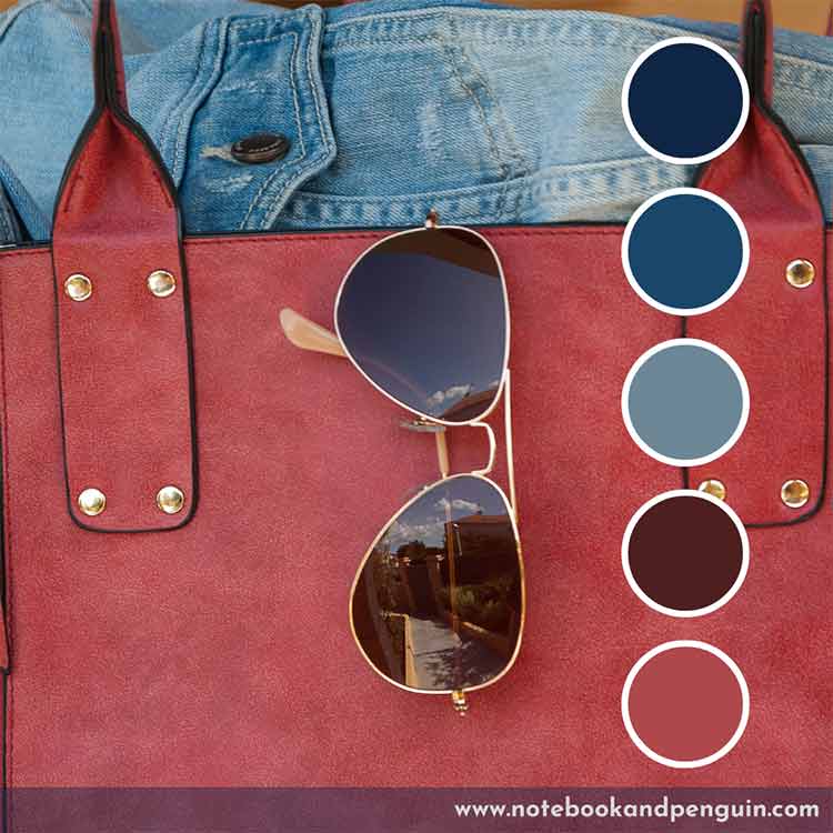 Denim blue and red palette