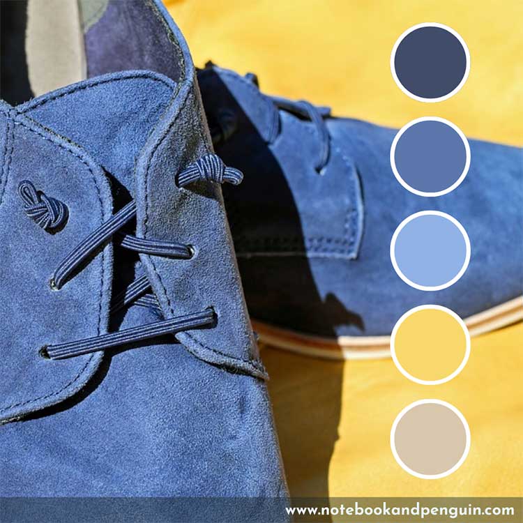 Denim blue, yellow and beige color palette