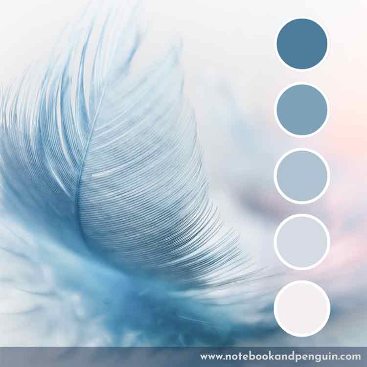 Dusty pastel blue, gray and pink color palette