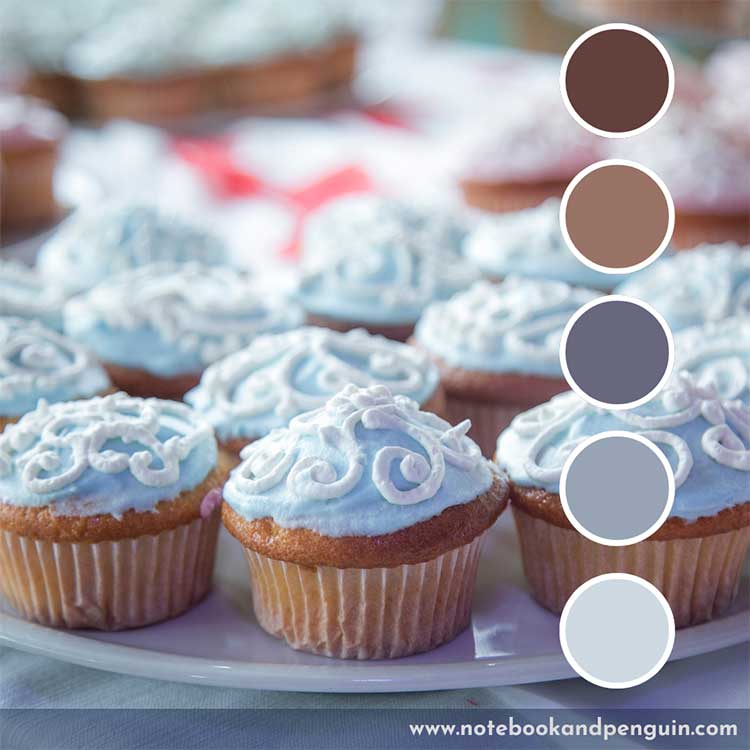Gray, blue, brown color palette