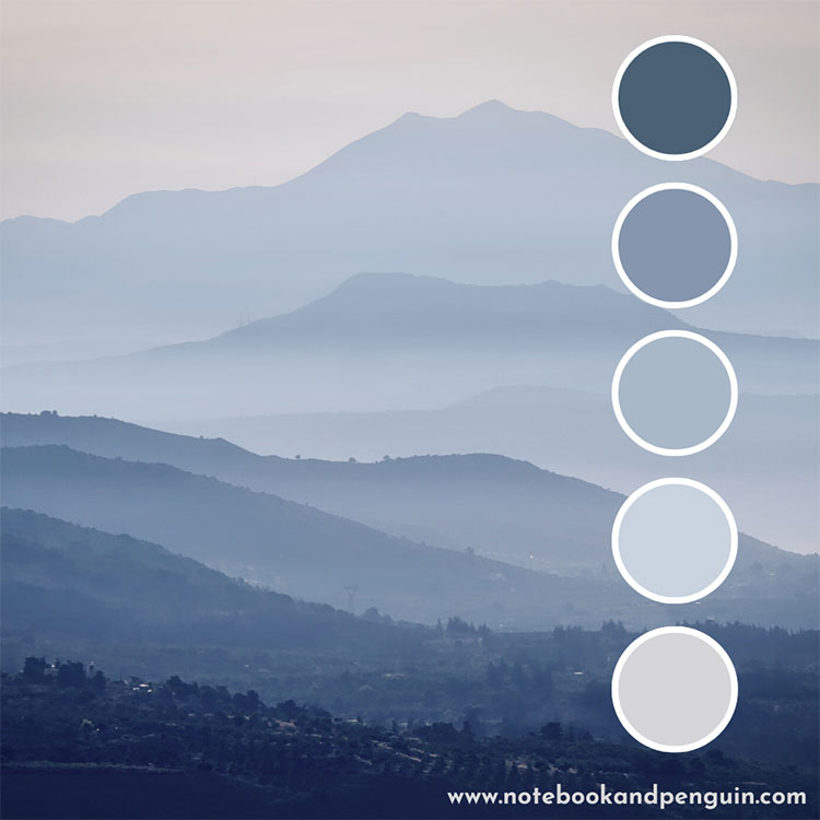 Misty pastel blues color palette