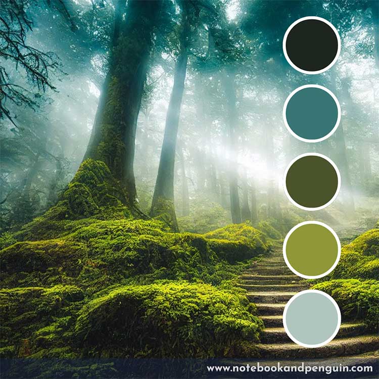 Earthy toned blue and green color palette