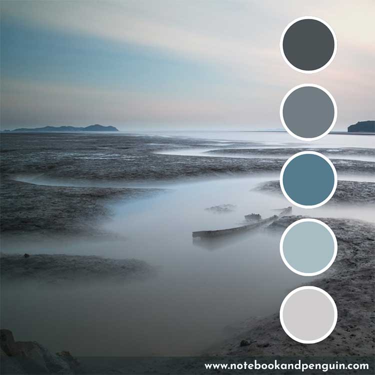 Ocean-themed blue and gray color palette