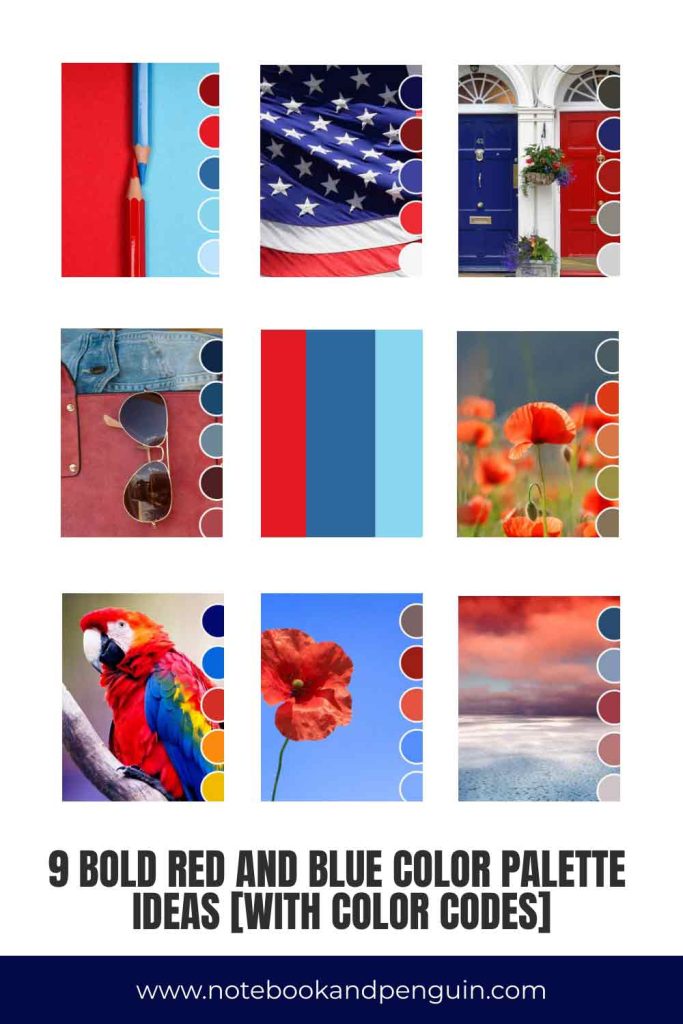 Blue and red color palette ideas and color swatches Pinterest pin
