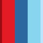 Red and blue color palettes with hex codes