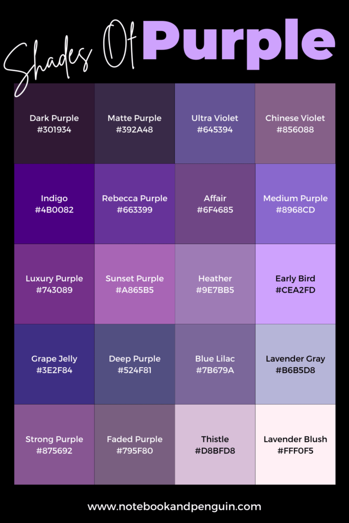 Different Shades Of Purple Chart