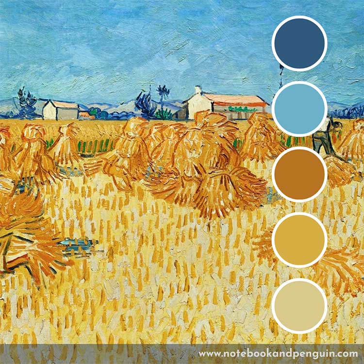 Van Gogh inspired blue and yellow color palette
