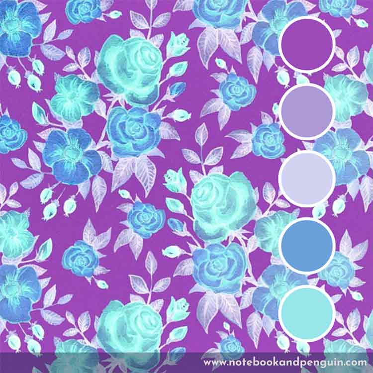 Vibrant blue, teal and purple color scheme