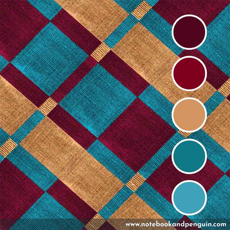 Burgundy and teal color palette