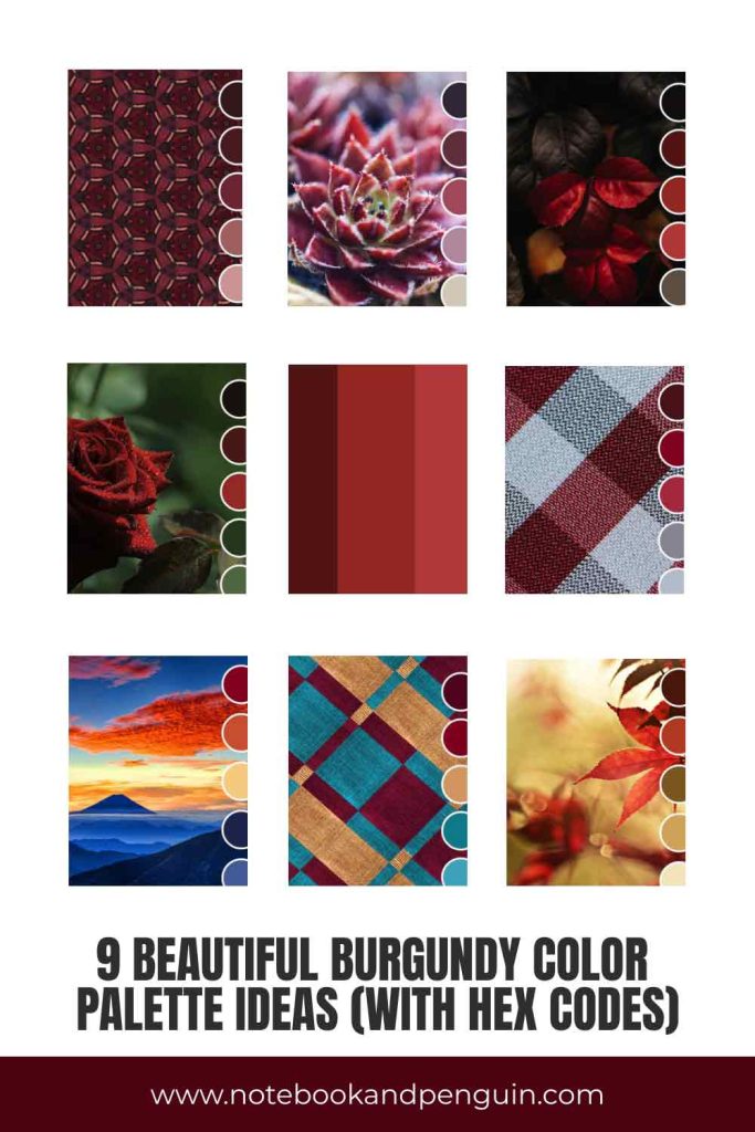 Burgundy color palette ideas Pinterest pin