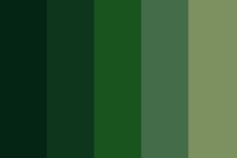 Dark green color palette collection with hex codes