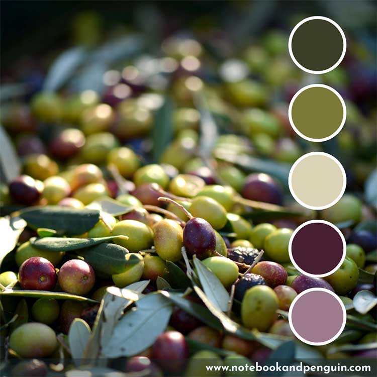 Dark olive green and purple-red color palette