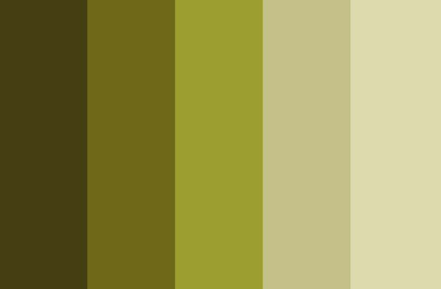 Olive green color palettes with hex codes