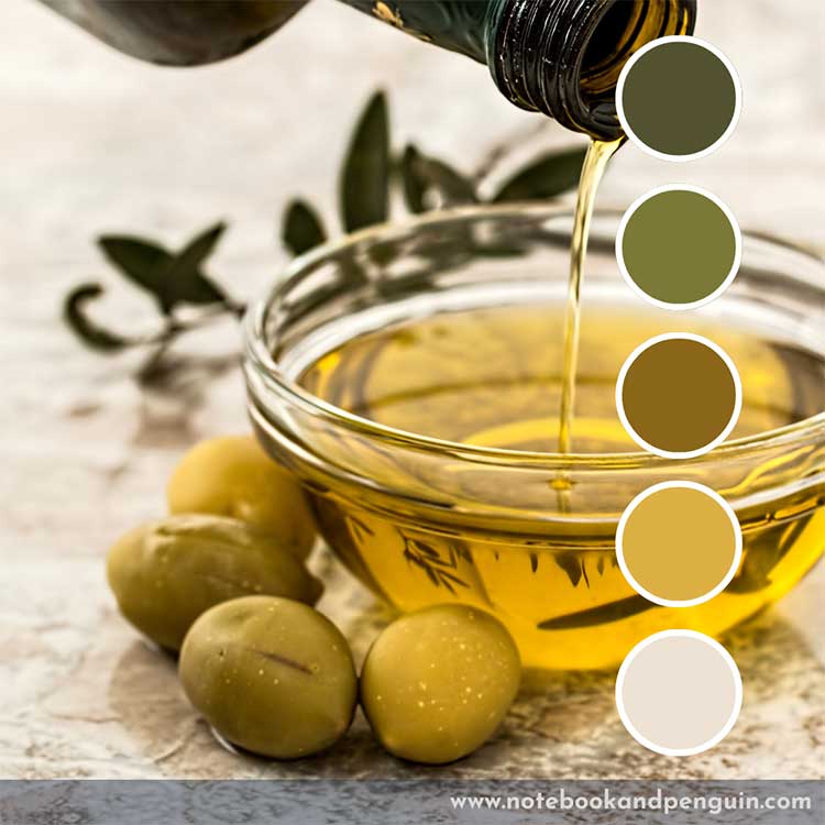 Yellow and dark olive green color palette
