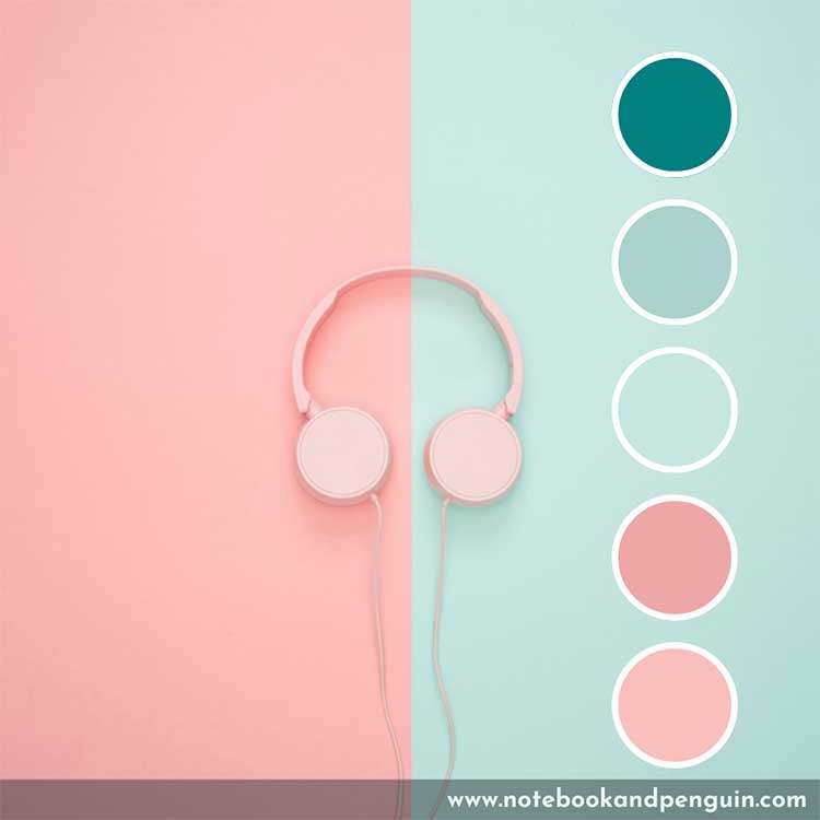 Pastel pink and pastel teal color palette
