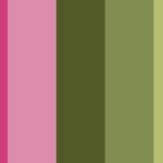 Pink and green color palettes with hex codes included