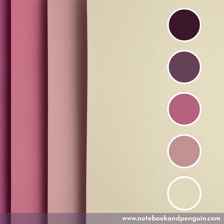 Pink, black and cream color palette