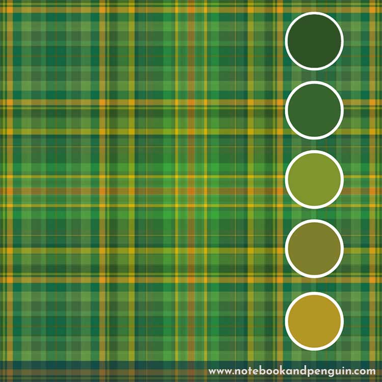 Plaid green color palette with mustard yellow accents