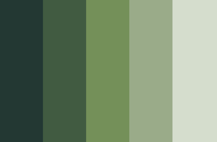 Sage green color palettes with hex codes and color swatches
