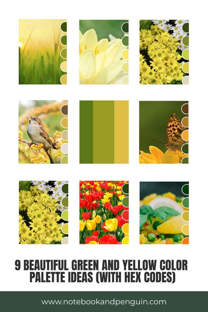 Green and yellow color palette ideas Pinterest pin