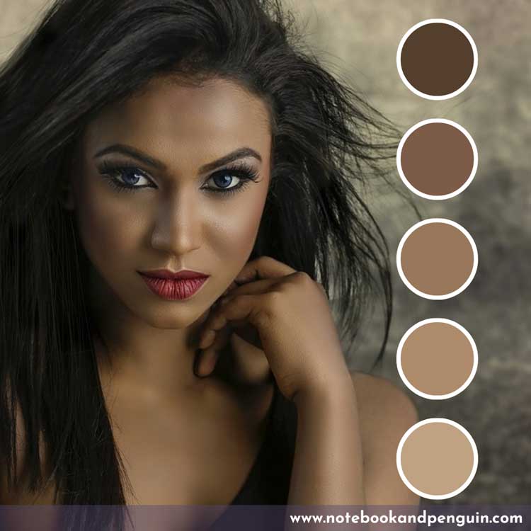 Medium brown skin tone color palette