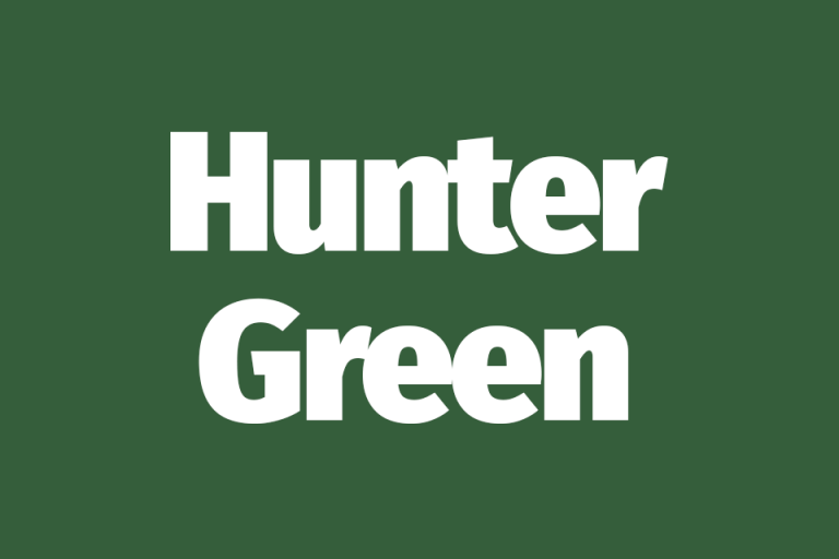 Hunter green color guide with hex codes and color swatches