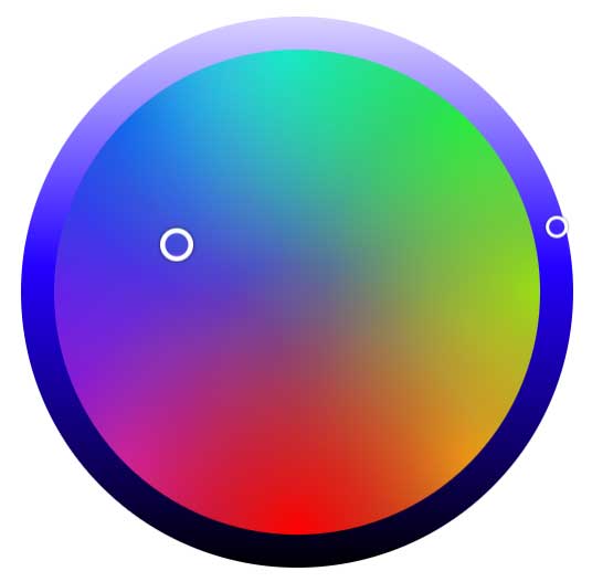 The color wheel showing where slate blue is found