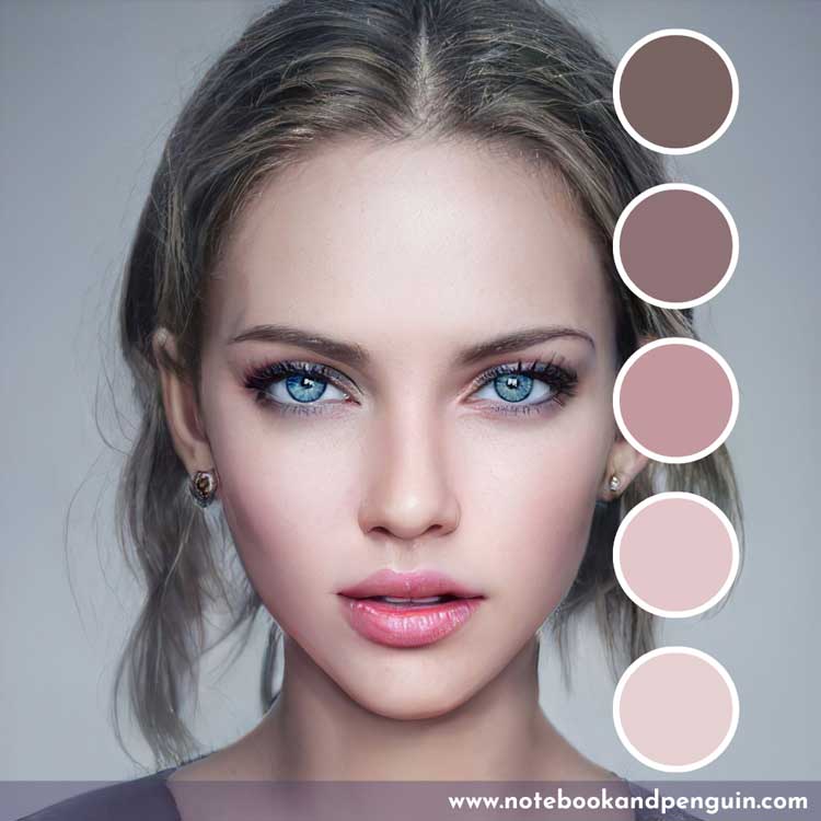 Rosy pink skin tones color palette