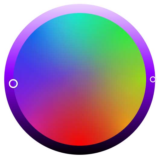 Violet is found between blue and purple on the color wheel